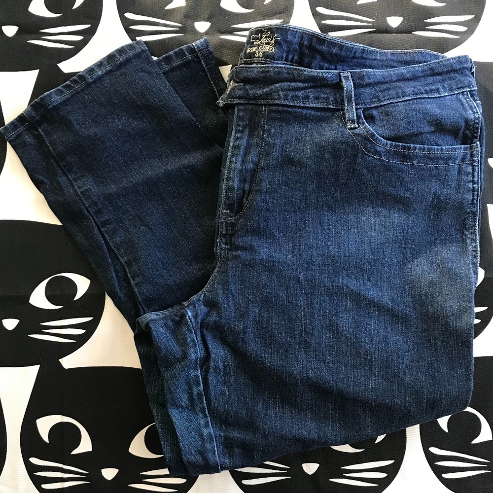 Levi's Demi Curve Cropped Jeans 36 20M Dark Indigo - Picture 2 of 6